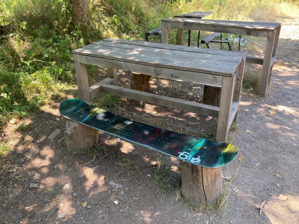 Benches from old snowboards