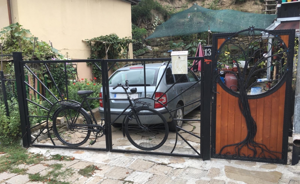 Garden gate from an old bicycle