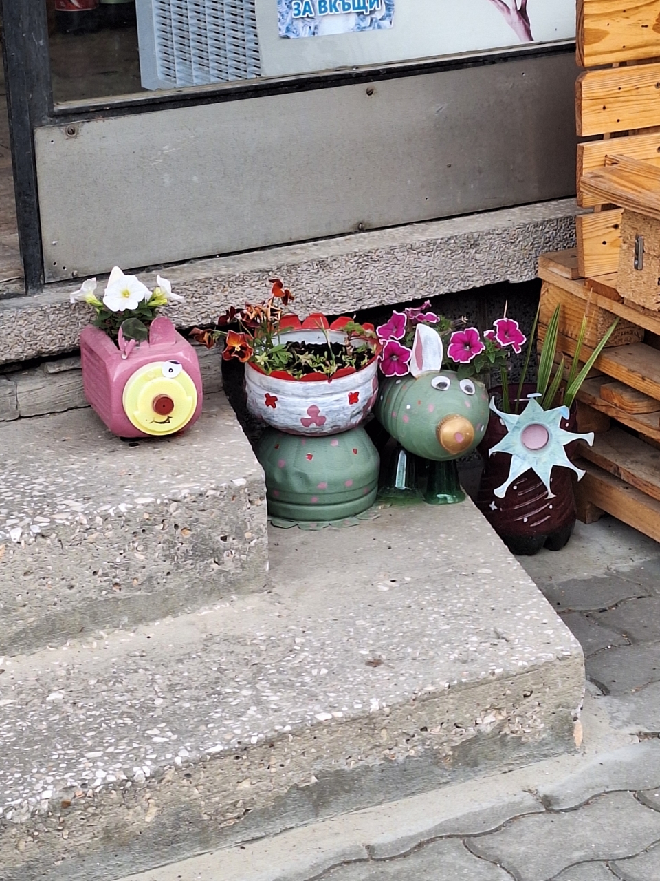 Old bottles into planters!